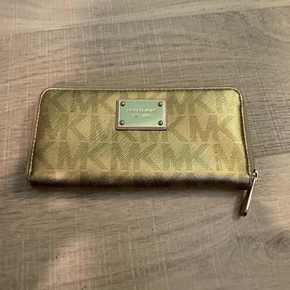 Michael Kors Gold Zip-Around Wallet
